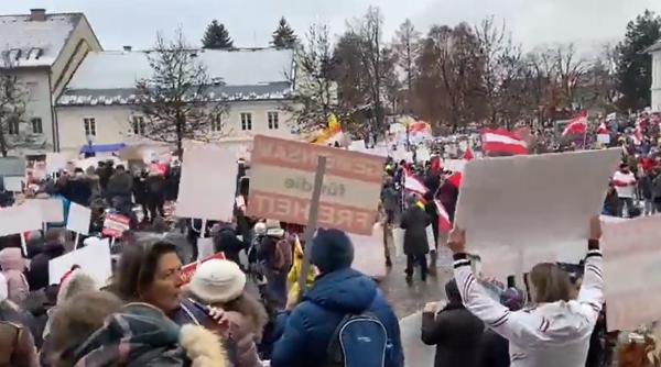 zeci de mii de oameni au protestat in austria impotriva vaccinarii obligatorii video