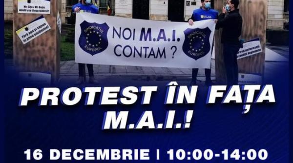 sindicatul politistilor europol miting in fata mai pentru aplicarea legii salarizarii