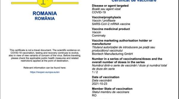 valabilitatea certificatului de vaccinare nu mai e iunie 2022 data expirarii a fost schimbata