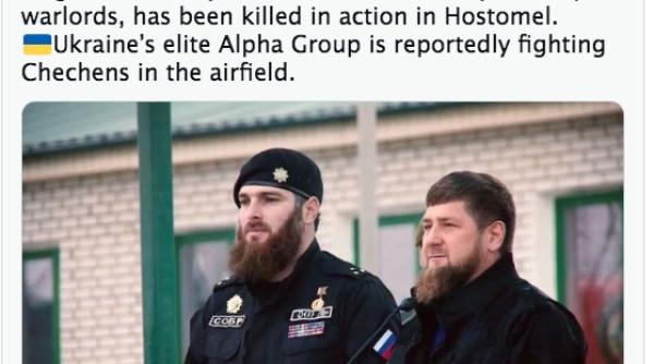 surse jurnalistice magomed tushaev numarul 2 al trupelor cecene ar fi fost ucis sambata de fortele speciale ucrainene ucrainene