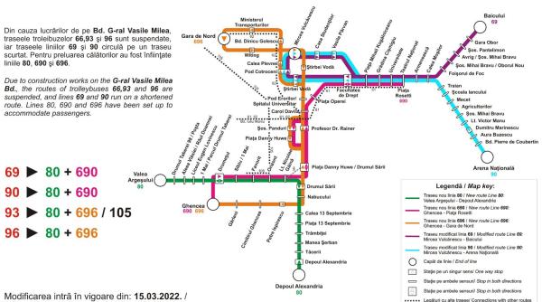 trei linii suspendate doua scurtate si trei trasee noi pentru lucrari de modernizare a retelei de contact a troleibuzelor de pe bulevardul vasile milea