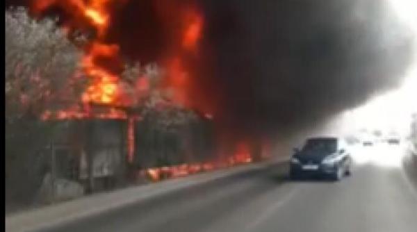 incendiu urias langa bucuresti traficul auto blocat in zona glina