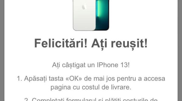 felicitari ai castigat un iphone13 noua teapa care circula pe instagram