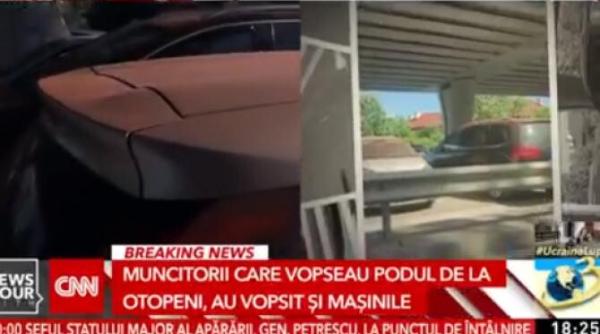 angajatii care trebuiau sa vopseasca un pod au patat zeci de masini in urma lucrarii lor