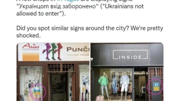 ucrainenii nu au voie sa intre afisat in vitrina magazinelor din cehia un fake news proprietar sunt din palestina asa ca stiu ce inseamna razboiul