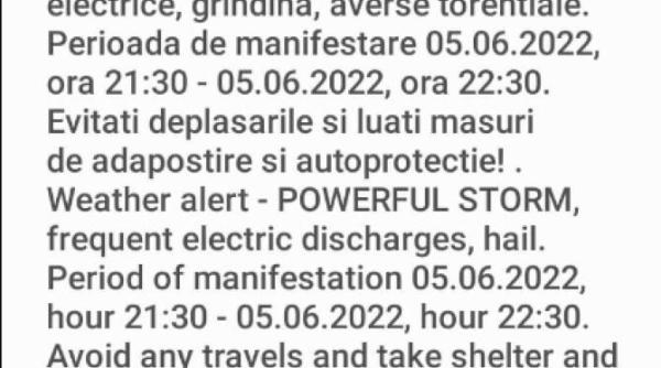 ro alert bucuresti avertizare de vreme deosebit de rea