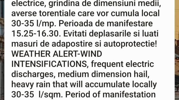 avertizare ro alert in bucuresti descarcari electrice si grindina de dimensiuni medii