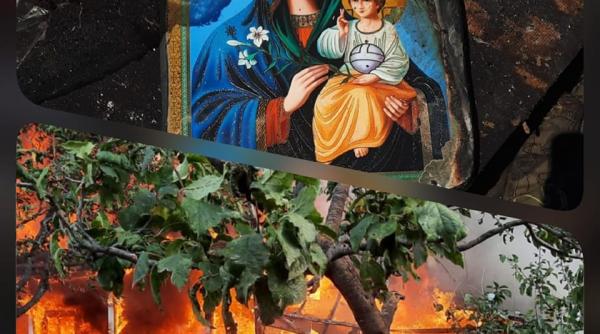 miracol in botosani in apropierea sarbatorii sfintei maria o icoana a ramas intacta in urma unui incendiu care a distrus complet o casa