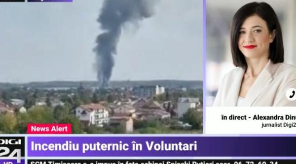 incendiu puternic in voluntari fumul se vede de la cativa kilometri