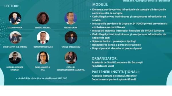 o noua editie a programului postuniversitar dreptul penal al afacerilor organizat de facultatea de drept ase