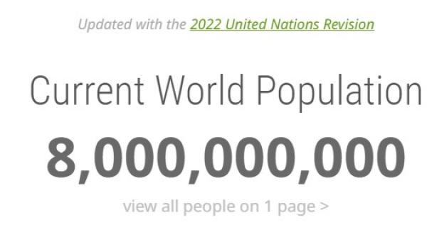 populatia lumii atinge astazi 8 miliarde de oameni cand se preconizeaza ca omenirea va ajunge la 9 miliarde
