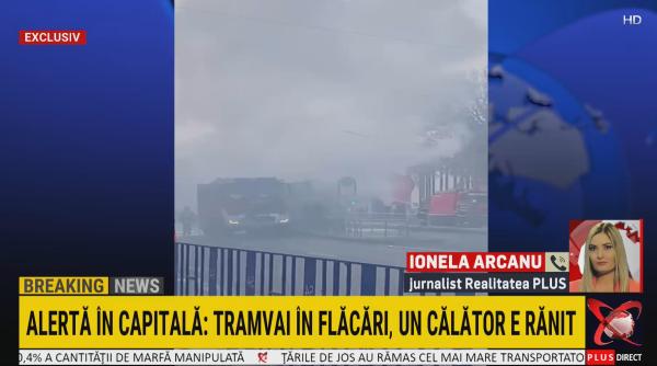 un tramvai a luat foc in capitala