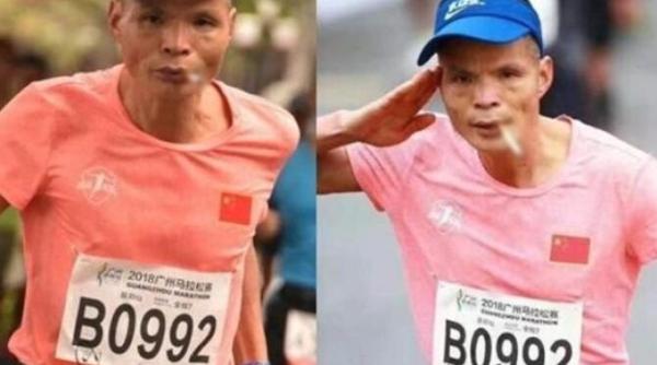 unchiul chen chinezul care fumeaza in timp ce alearga la maratoane