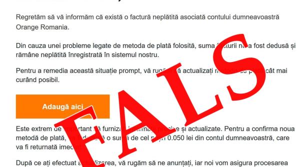 frauda pe e mail cu facturi presupus neplatite la orange nu accesati aceste link uri malitioase foto