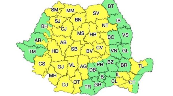 cod galben in aproape toata tara se strica vremea