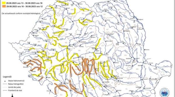 inhga a emis cod portocaliu si cod galben de viituri inundatii in anumite judete din tara