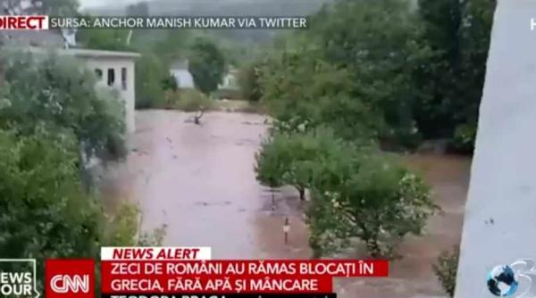 zeci de romani blocati in grecia fara apa si mancare din cauza inundatiilor jurnalista antena 3 cnn parea ca este un bombardament