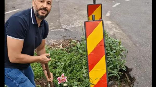 gradina rasarita din asfalt la botosani cetatenii au plantat crini video