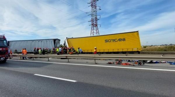 accident rutier grav pe a1 bucuresti pitesti au fost implicate doua autoturisme si doua autotrenuri