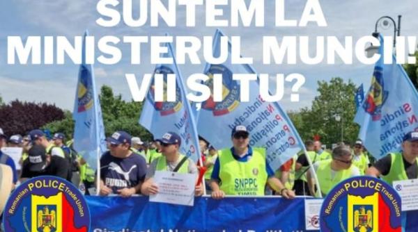 politistii protesteaza joi la ministerul muncii si la guvern