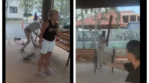 un individ a distrus bancile unui loc de joaca din dobroesti suparat pe copiii care faceau galagie video