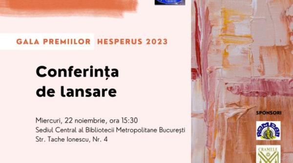 galei premiilor hesperus 2023 sub egida fundatiei culturale hesperus la biblioteca metropolitana din bucuresti
