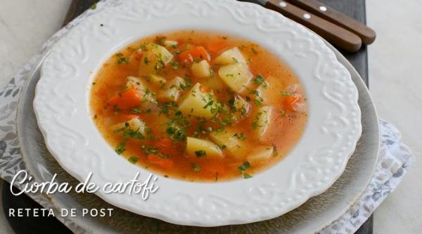 ciorba de cartofi cu zeama de varza de post reteta delicioasa