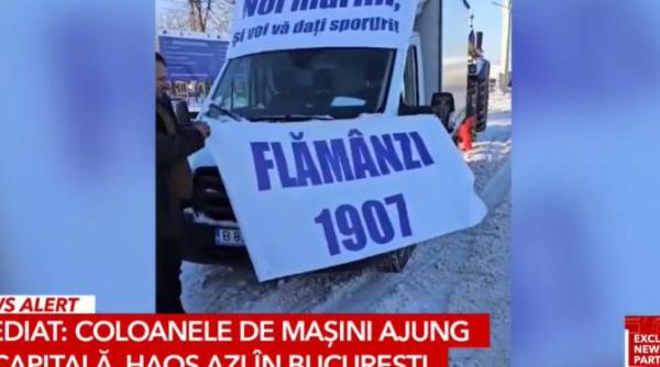 fermierii si transportatorii protesteaza astazi in fata guvernului sute de autovehicule la intrarea in capitala video