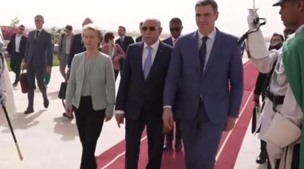 limitarea migratiei ilegale catre europa ursula von der leyen si pedro s nchez au efectuat o vizita oficiala in mauritania video
