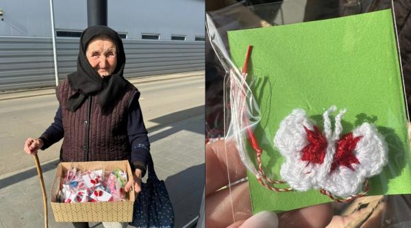 mamaita cu baston care vinde martisoare in fata unui supermarket imaginile care au induiosat o tara intreaga foto