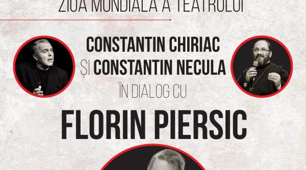 constantin chiriac si parintele necula in dialog cu florin piersic de ziua mondiala a teatrului la sibiu