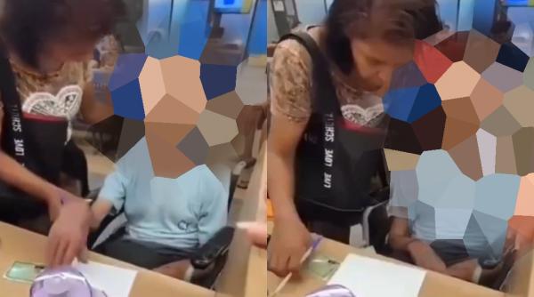 o femeie si a dus unchiul mort la banca intr un scaun cu rotile si a incercat sa i puna un stilou in mana ca sa semneze pentru un imprumut video viral