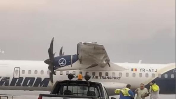 lovitura pentru tarom inca o aeronava ramane la sol au aparut imagini din oradea cu momentul in care a fost avariata