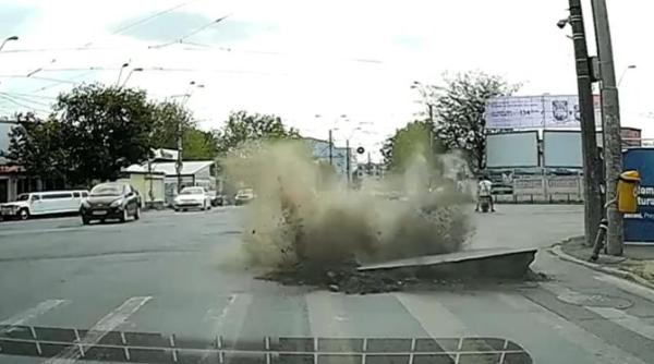pericol in capitala o teava a bubuit in dreptul unei treceri de pietoni