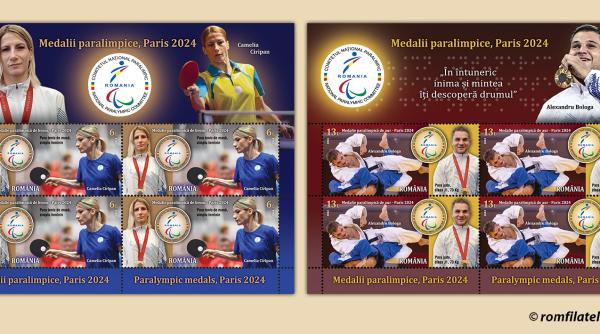 romfilatelia a introdus o emisiune de marci postale medalii paralimpice paris 2024
