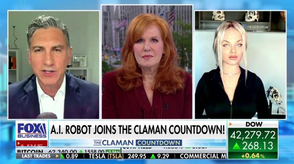 premiera globala robotul umanoid aria primul interviu televizat in direct pe fox business