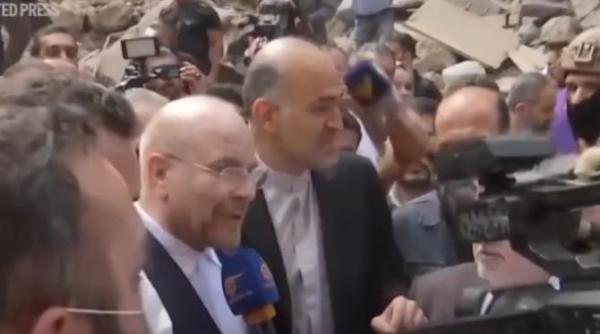 presedintele parlamentului iranian a vizitat locul unei lovituri israeliene la beirut