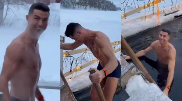 mai ceva ca putin cristiano ronaldo a facut baie in apa inghetata la 20 de grade celsius in vacanta de craciun din laponia video viral