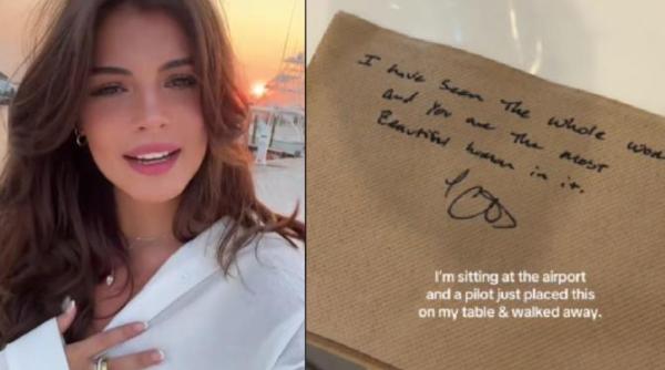 mesajul surprinzator pe care l a primit o tanara pe un servetel de la un pilot am vazut toata lumea dar