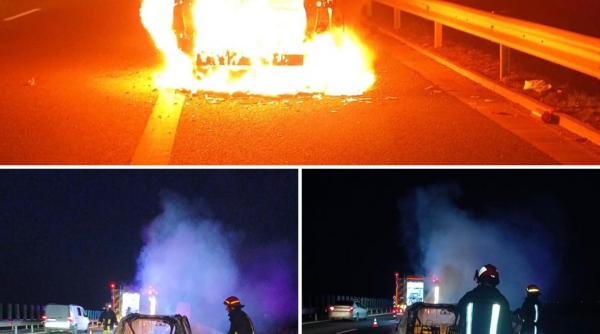 o masina a luat foc pe a 1 iar soferul a disparut la scurt timp cinci masini s au tamponat in aceeasi zona foto in articol