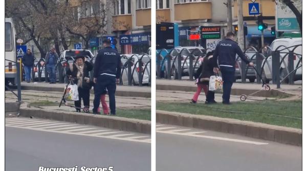 gestul viral al unui politist care a prins o batrana ca traversa cu nepoata prin loc nepermis