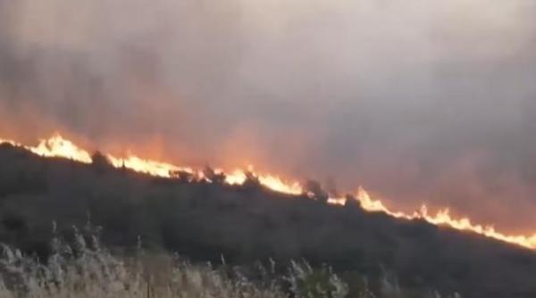sute de pompieri lupta cu incendiile de vegetatie de pe insula chios din grecia pentru a treia zi