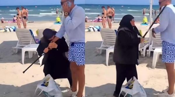 administrator de plaja muscat si batut de o bunicuta la navodari video viral
