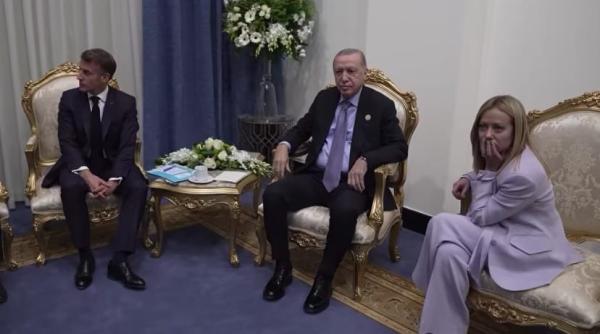 erdogan a incercat s o convinga pe meloni sa se lase de fumat la summit ul din egipt macron e imposibil video