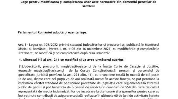 pensiile magistratilor noul proiect introduce varsta de 65 de ani cu o tranzitie prelungita document
