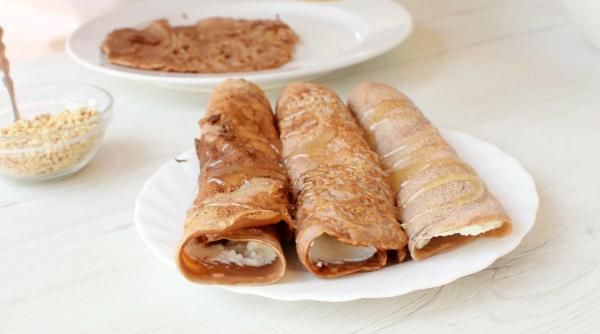 clatite cu crema de castane iaurt si cacao