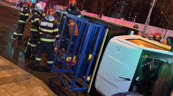 accident rutier pe soseaua fundeni autoutilitara cu peste 50 de butelii rasturnata