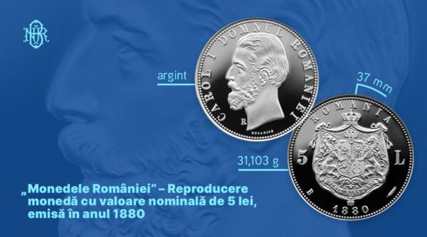 bnr emisiune numismatica seria monedele romaniei reproducere moneda cu valoare nominala de 5 lei