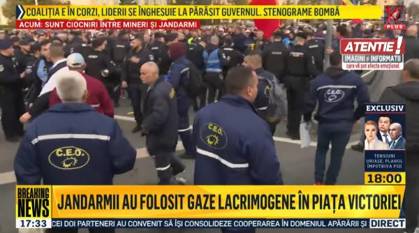 incident in piata victoriei protestul minerilor de la complexul energetic oltenia a degenerat video