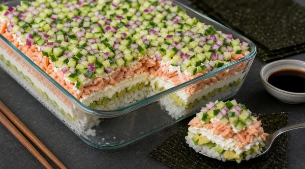 sushi la caserola noua reteta virala rapid accesibil si fara rulare complicata